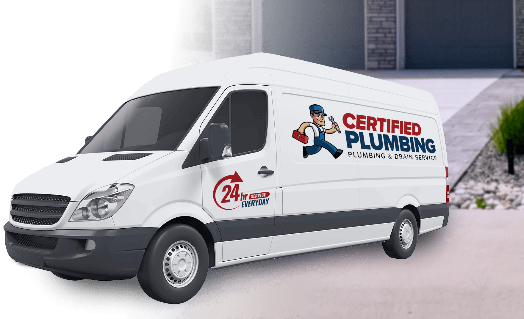 Professional plumbing service van with Certified Plumbing logo in Michigan.