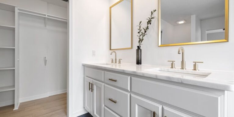 Restored bathroom with modern plumbing fixtures